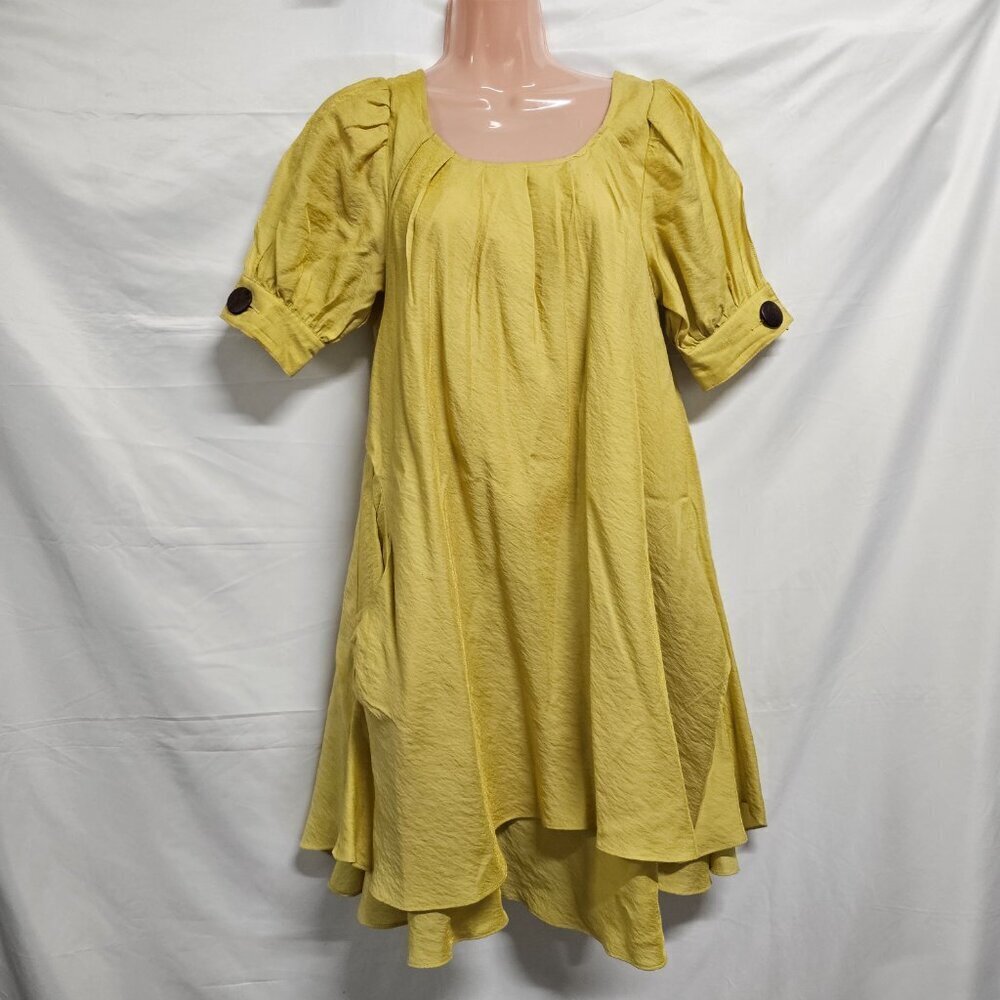 Gracia A-line Lagenlook Layered Short Dress Women Size S Mustard - Picture 5 of 10